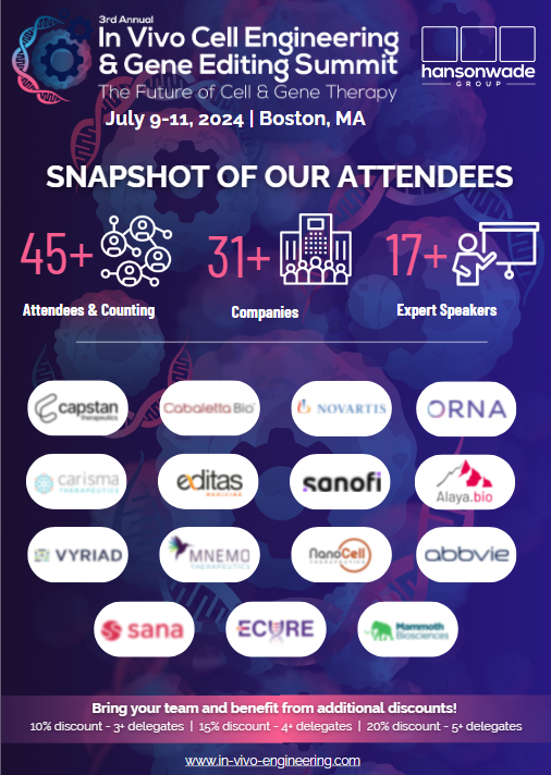 3rd In Vivo Cell Engineering & Gene Editing Summit - List of Attendees